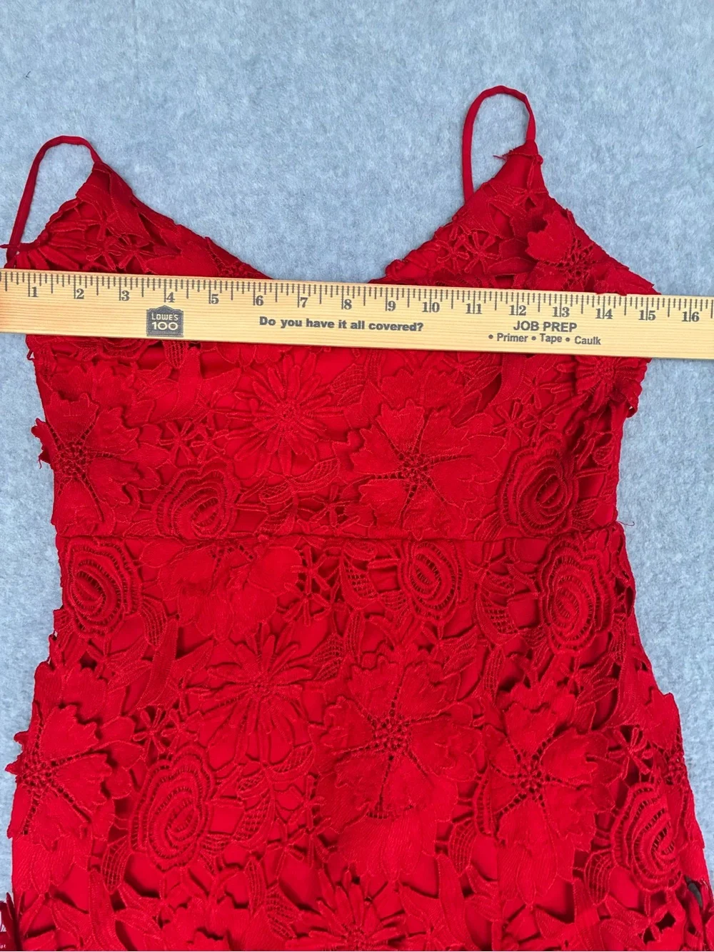 Lulus Steal Your Heart Red Crochet Lace Midi Dress XS Sleeveless Side Slit - Picture 9 of 11